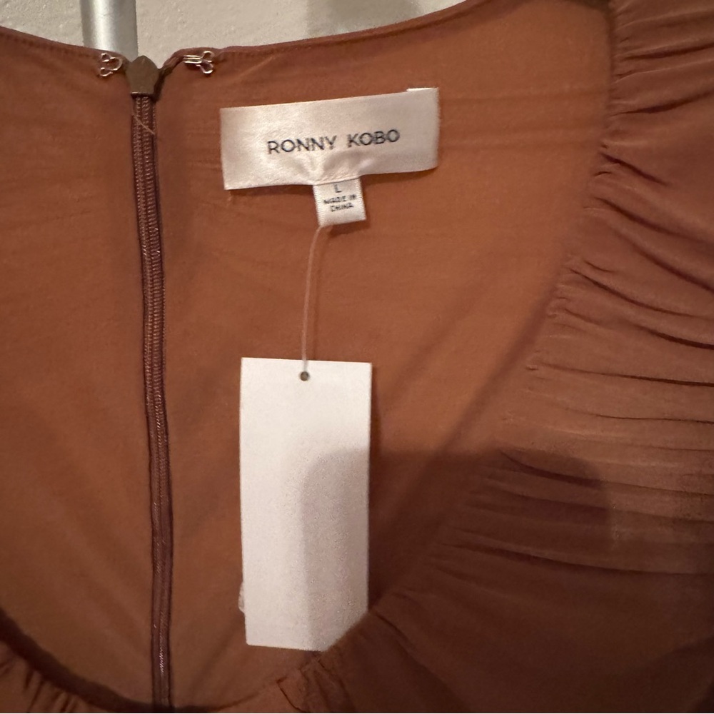 NWT Ronny Kobo Julisa Ruched Long-Sleeve Mini Dress Sz L - Picture 4 of 7